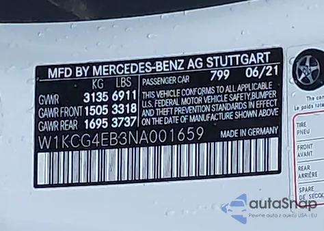 2022 Mercedes-Benz Eqs 580 4Matic z USA, uszkodzony, nr VIN W1KCG4EB3NA001659